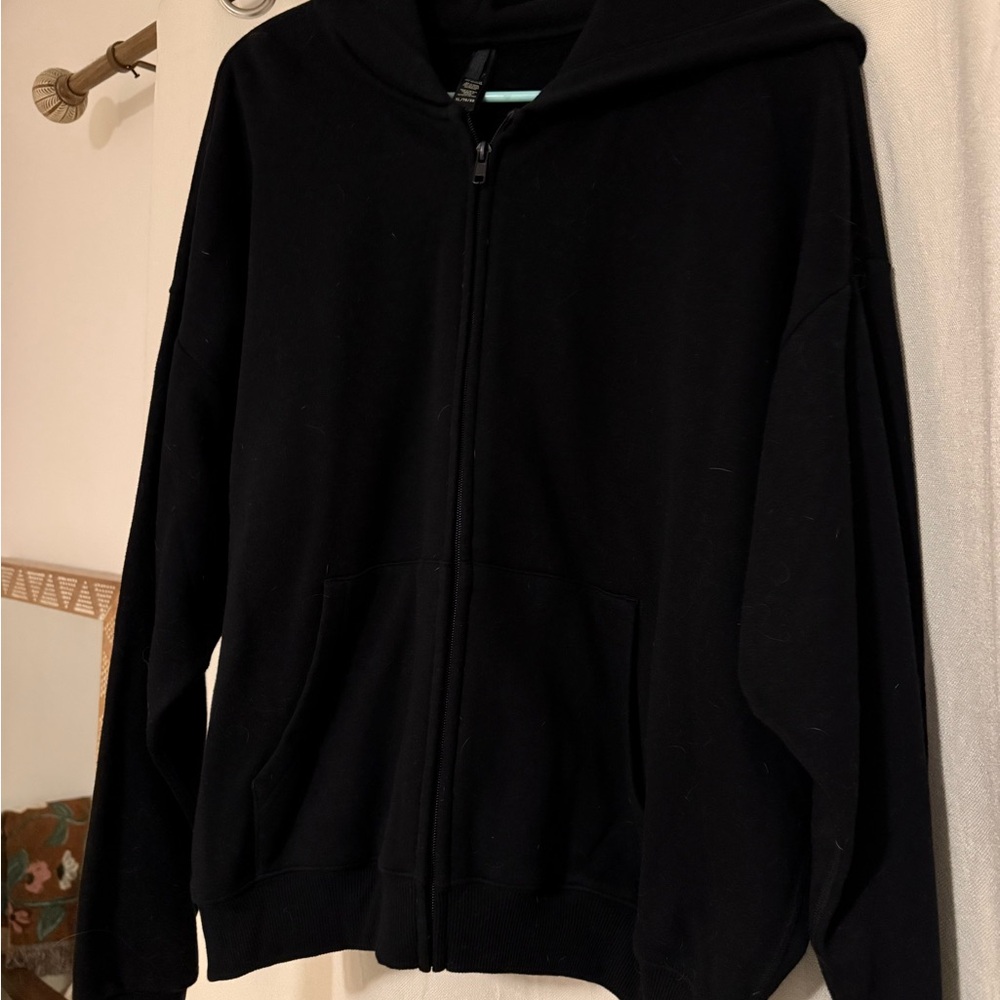Skims Black Zip-Up Hoodie